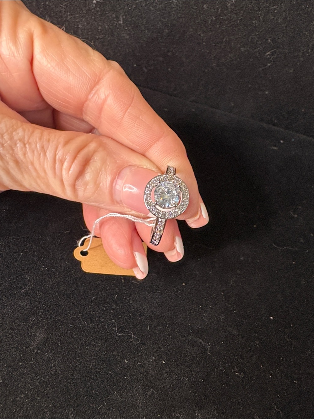 Sterling Silver Halo Engagement Ring with Clear Center Stone